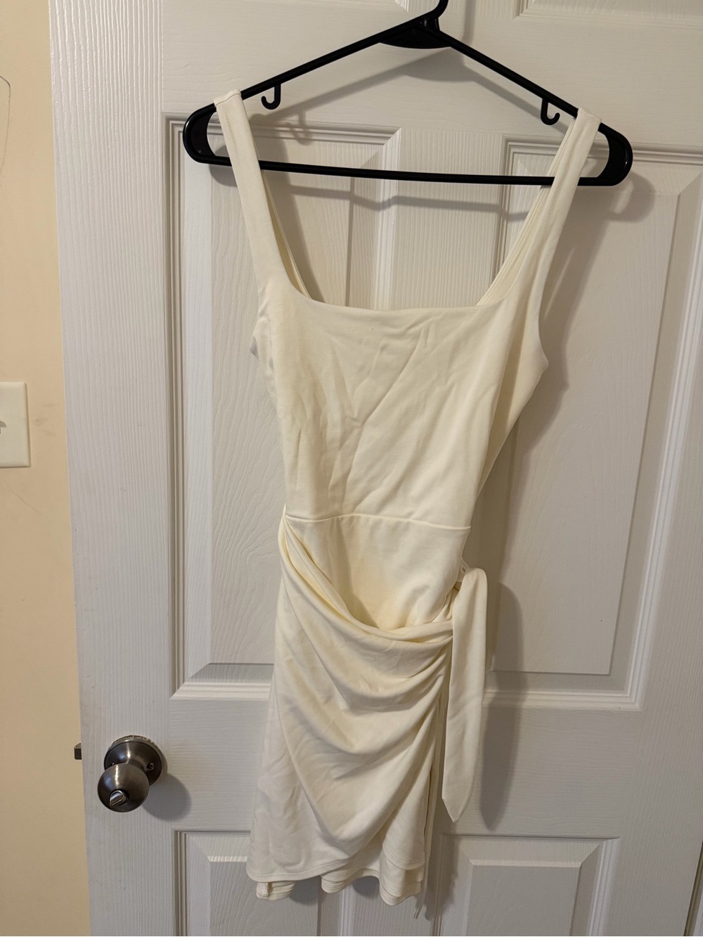 Wilfred Ivory Square-Neck Side-Tie Mini Dress
